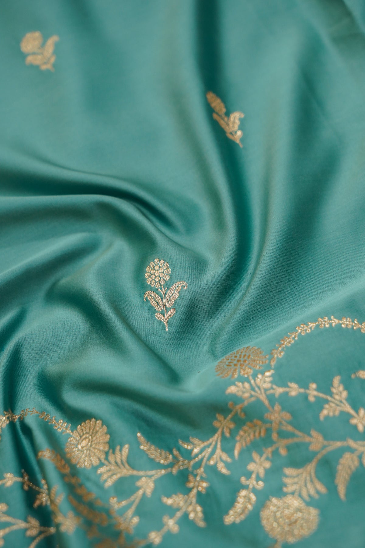 Shruti - Teal Blue Pure Katan Silk Saree
