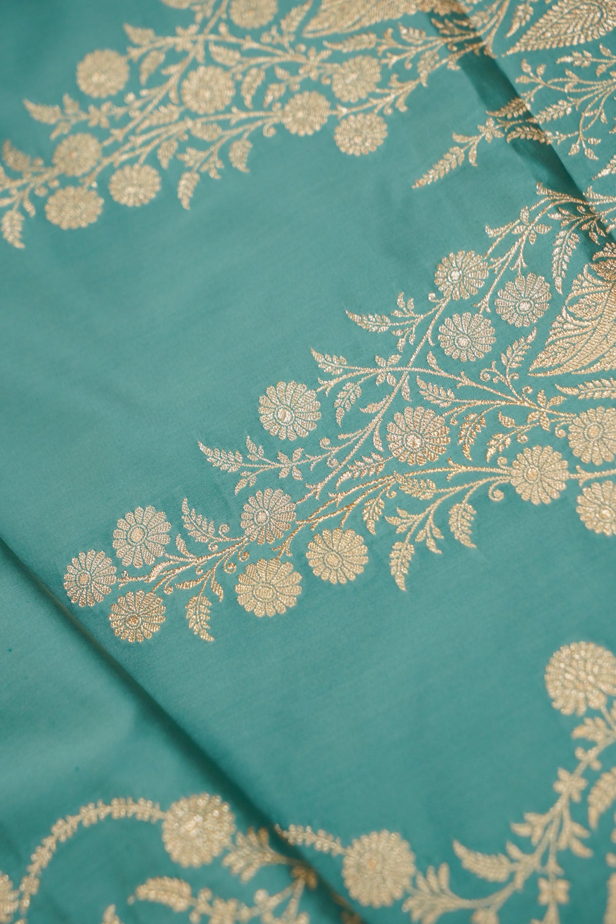 Shruti - Teal Blue Pure Katan Silk Saree