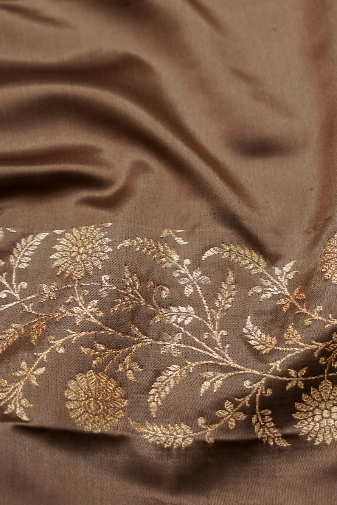 Shruti - Mocha Taupe Pure Katan Silk Saree