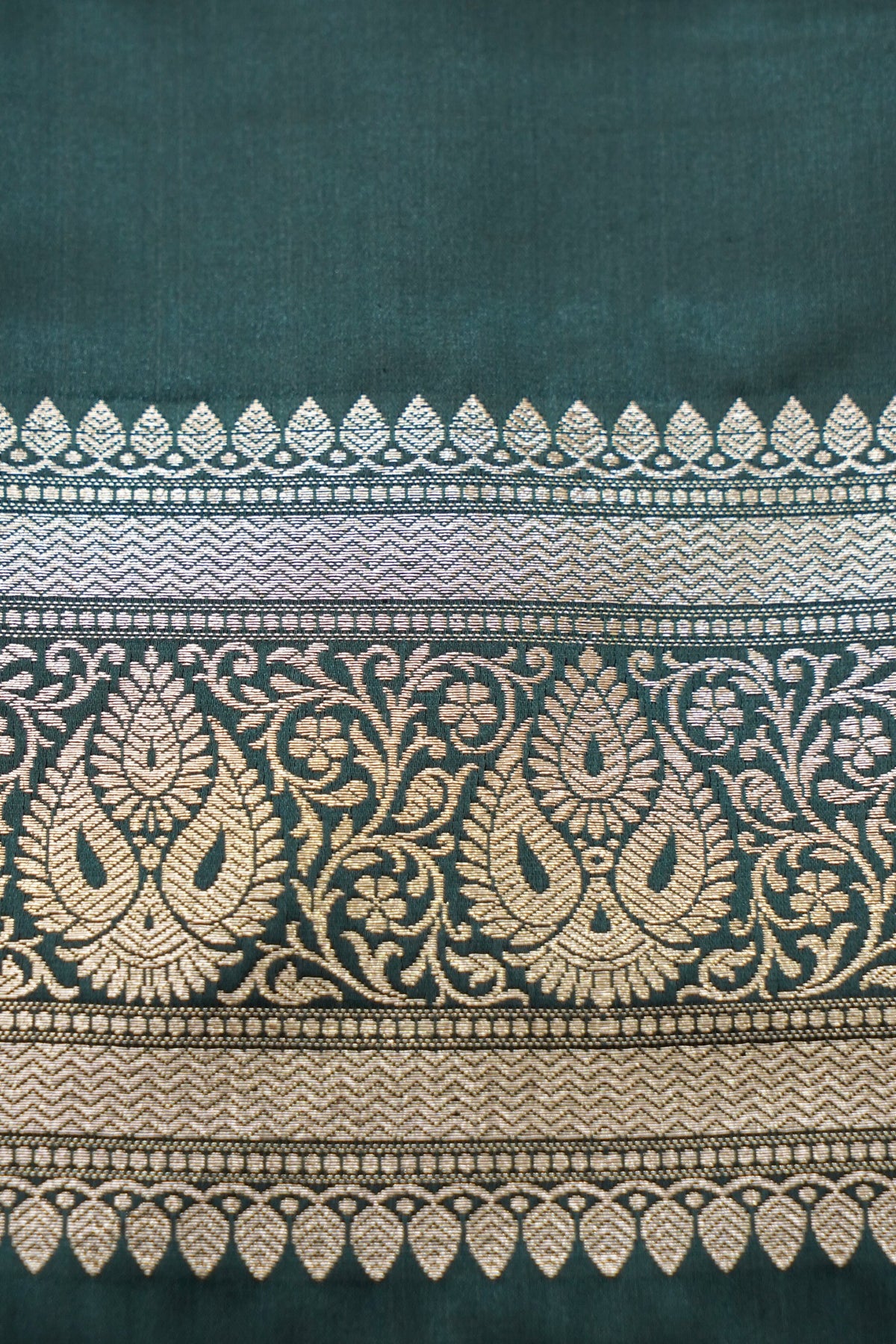 Rich Dusty Teal Pure Banarasi Katan Silk Saree with light Gold Zari Weaving