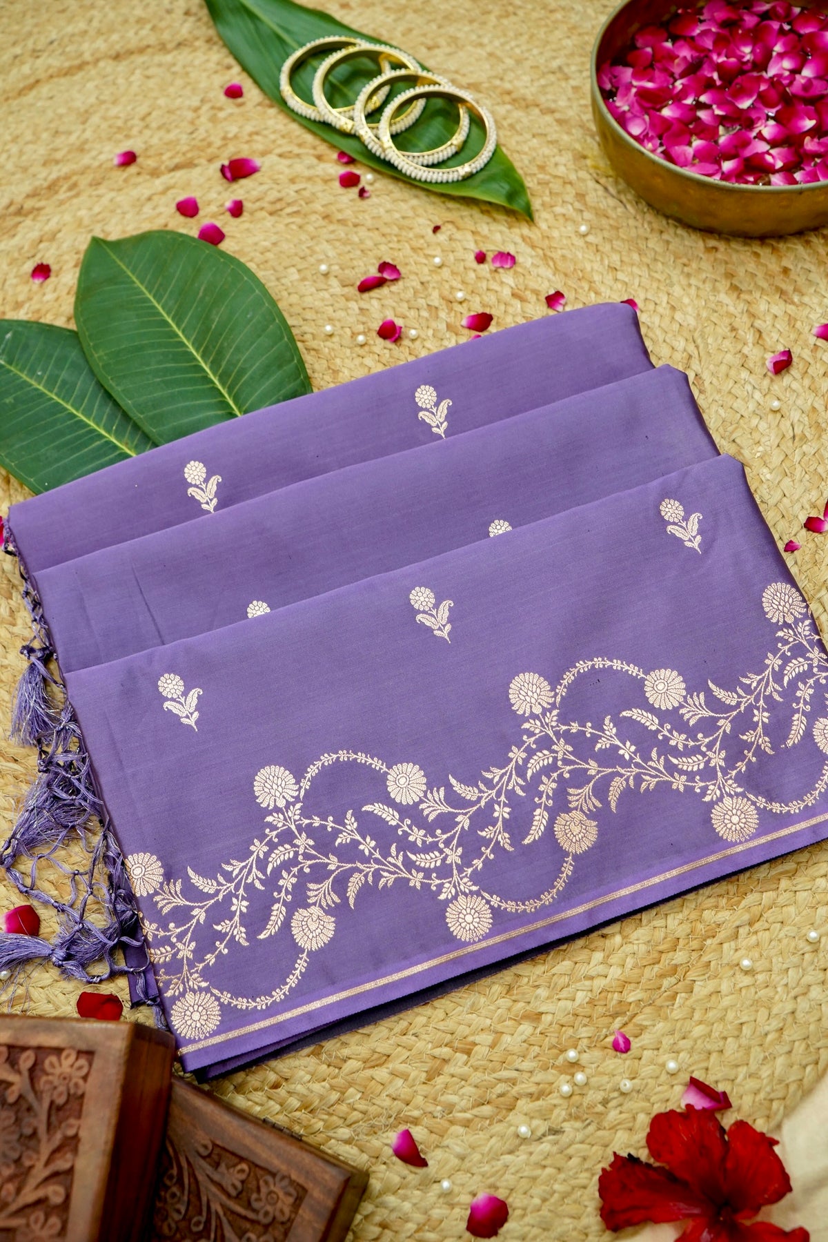 Shruti - Royal Purple Pure Katan Silk Saree