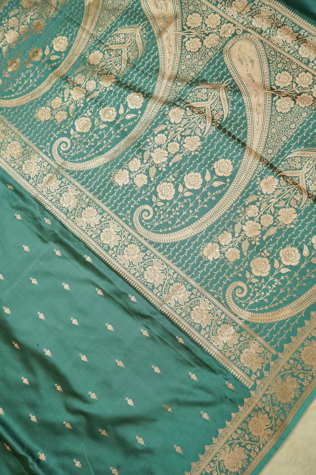 Kruti - Pure Katan Silk Saree in Teal Green