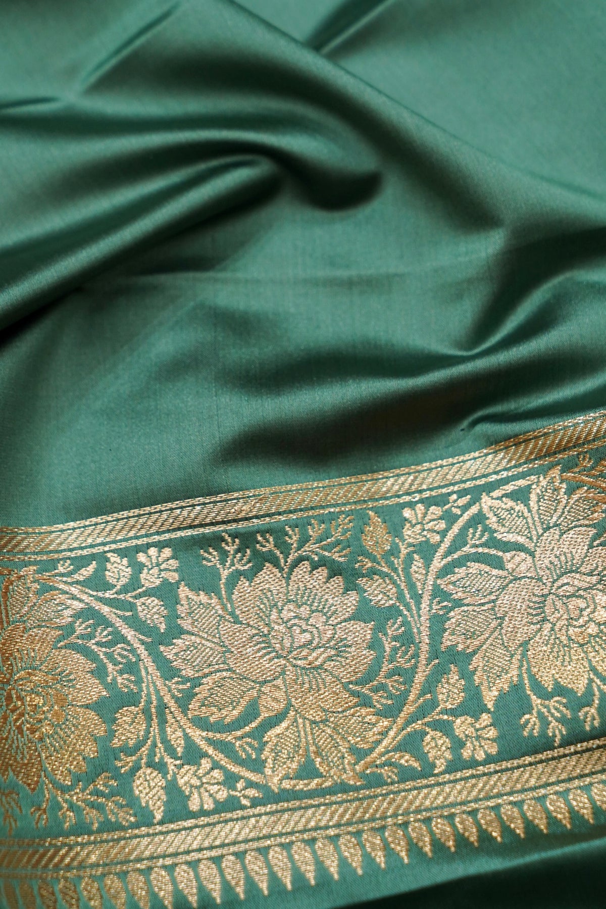 Kruti - Pure Katan Silk Saree in Teal Green