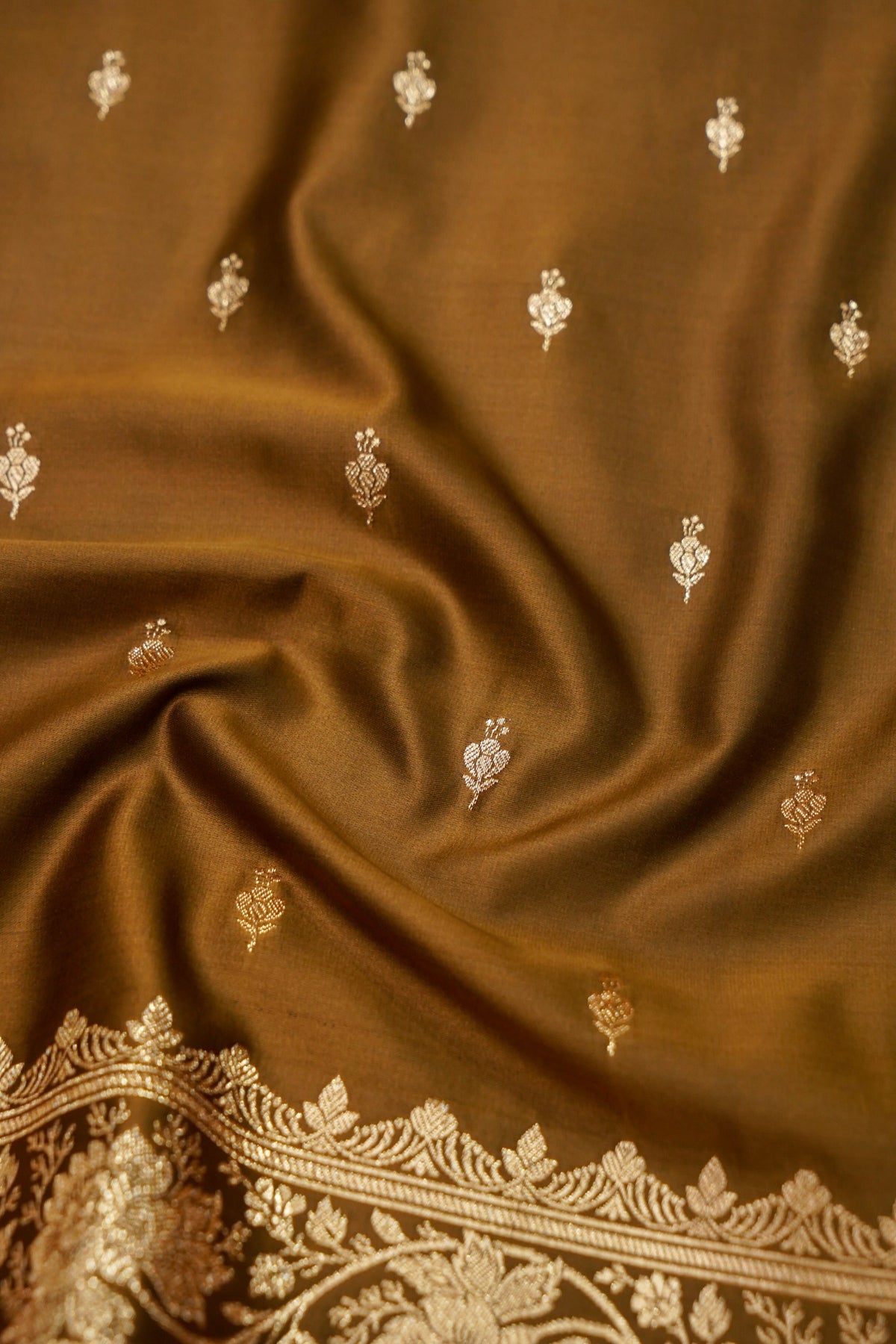 Kruti - Pure Katan Silk Saree in Mustard Gold