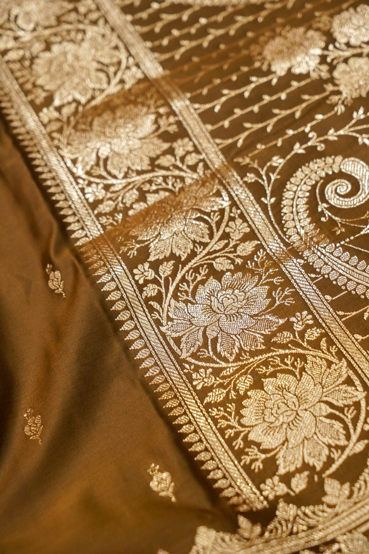 Kruti - Pure Katan Silk Saree in Mustard Gold