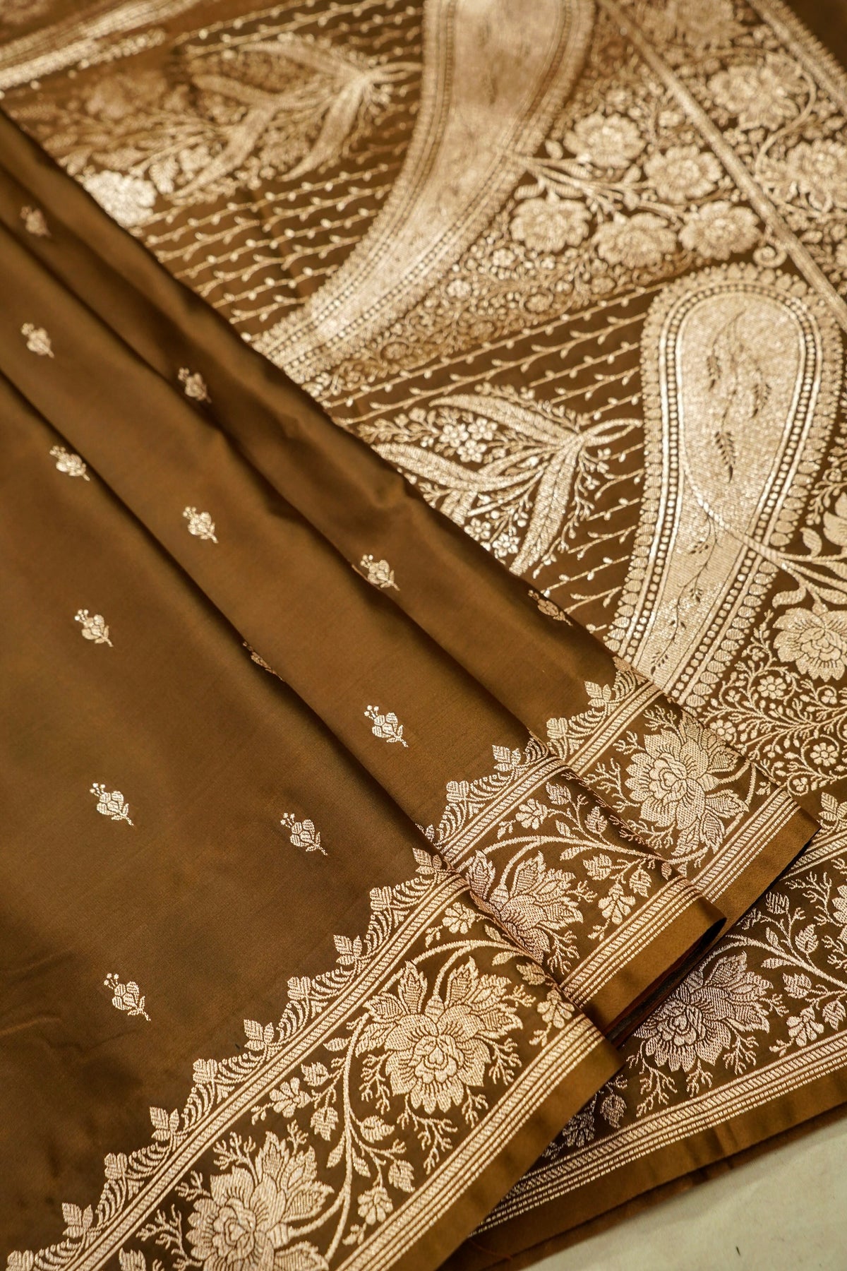 Kruti - Pure Katan Silk Saree in Mustard Gold