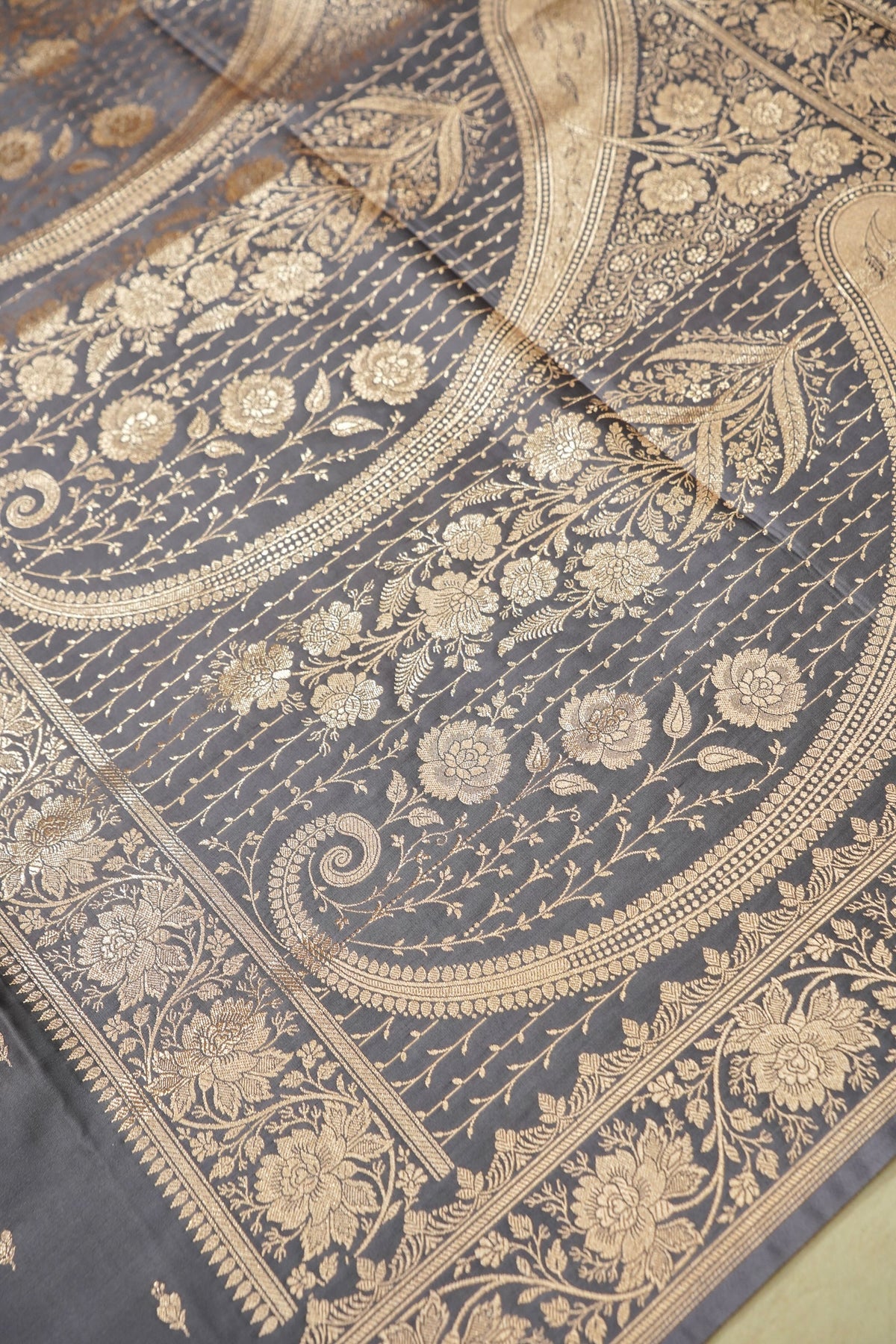 Kruti - Pure Katan Silk Saree in Silver Grey