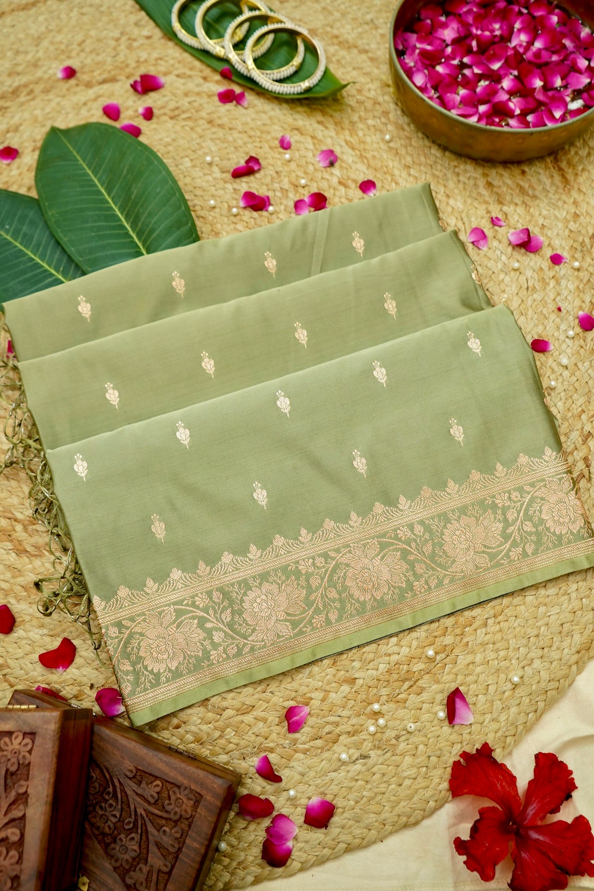 Kruti - Pure Katan Silk Saree in Pistachio Green
