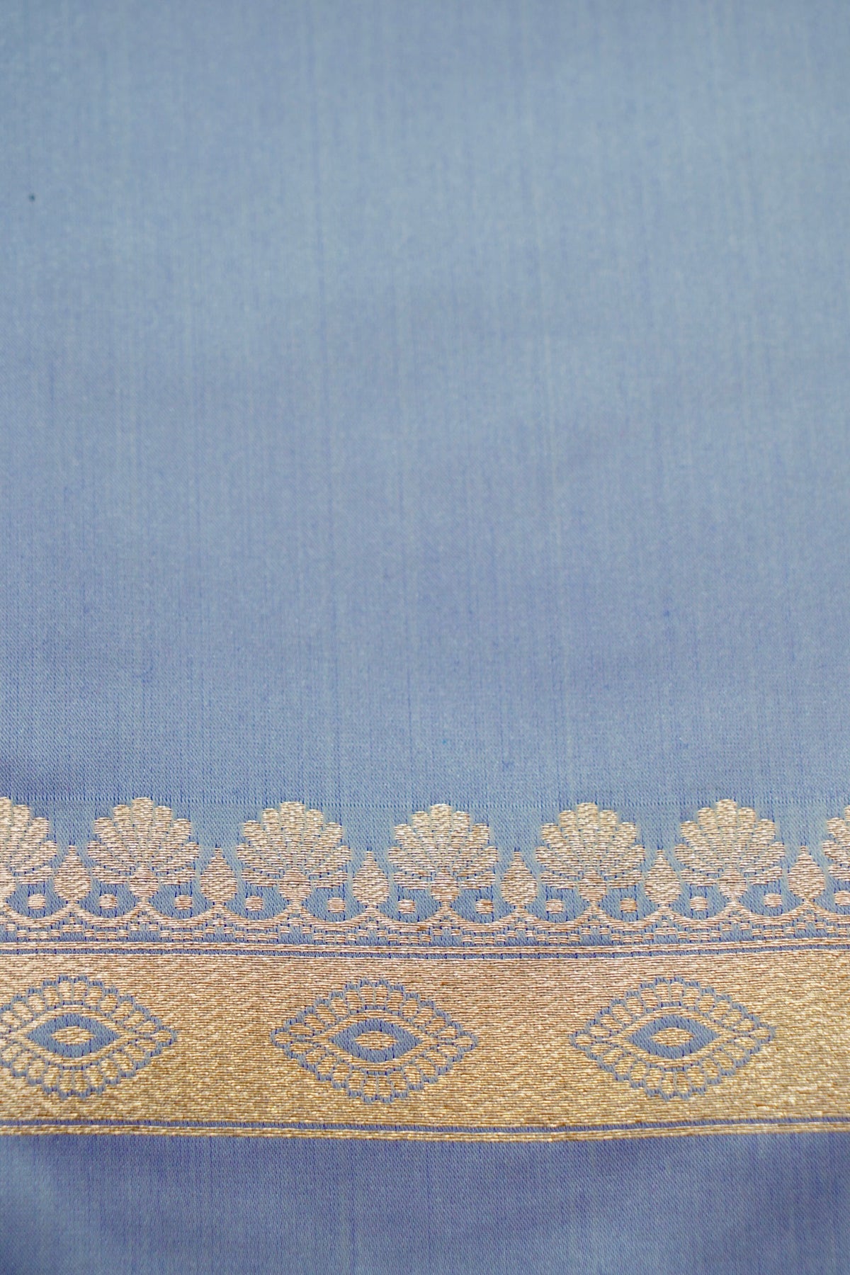 Saadgi - Periwinkle Blue Pure Katan Silk Saree with Multicolor Meenakari Border