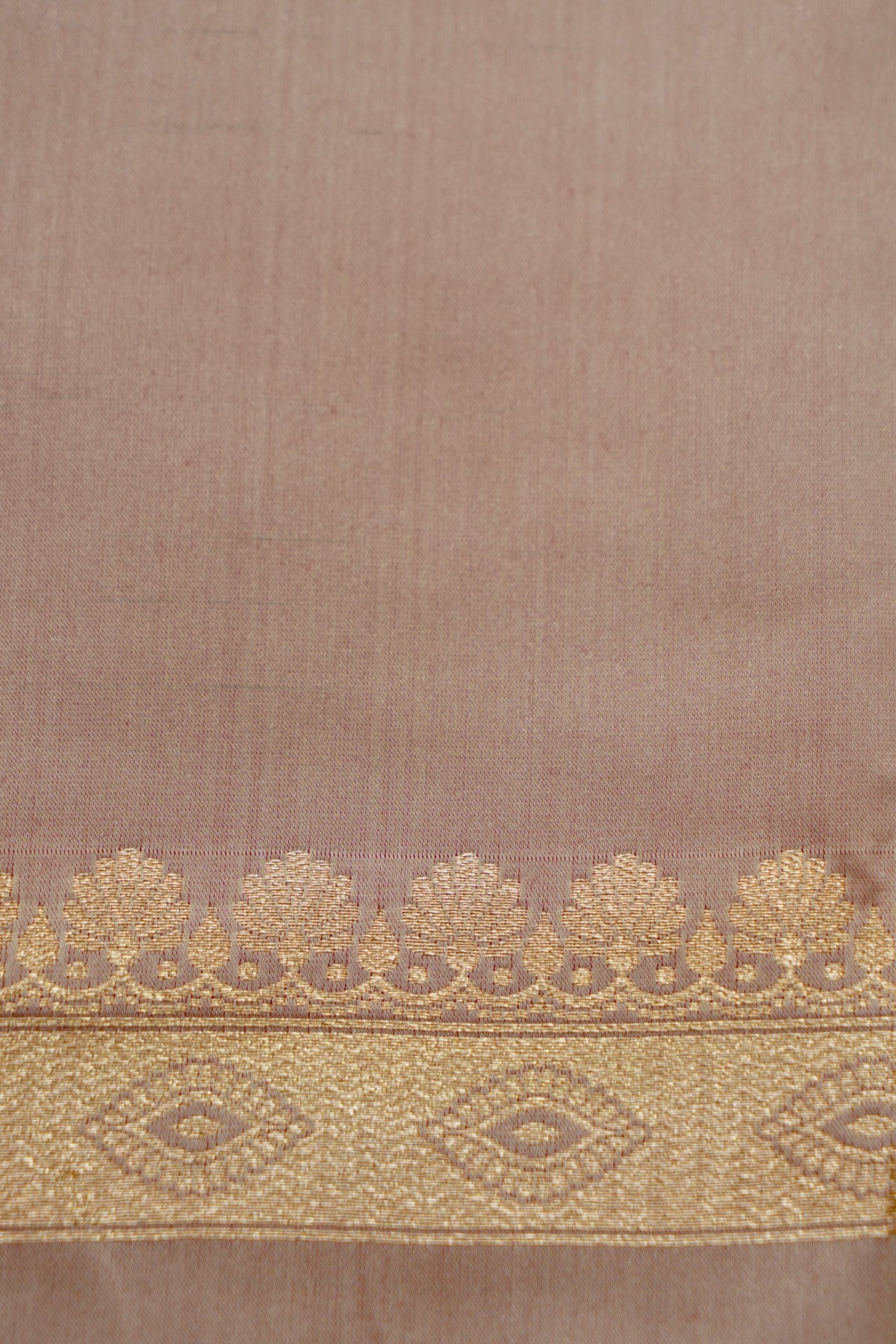 Saadgi - Rose Taupe Pure Katan Silk Saree with Multicolor Meenakari Border