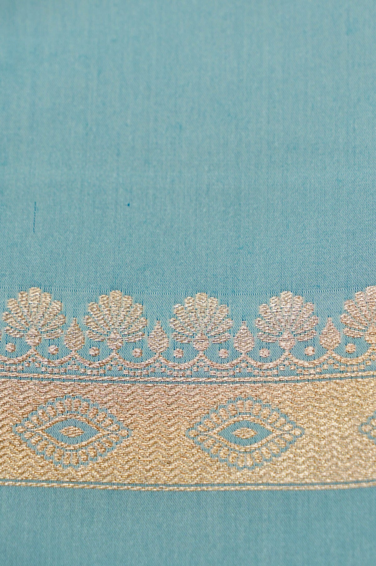 Saadgi - Powder Blue Pure Katan Silk Saree with Multicolor Meenakari Border