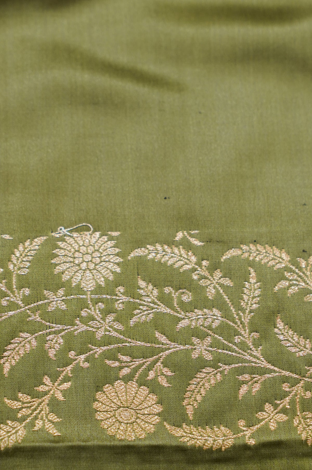 Shruti - Olive Green Pure Katan Silk Saree