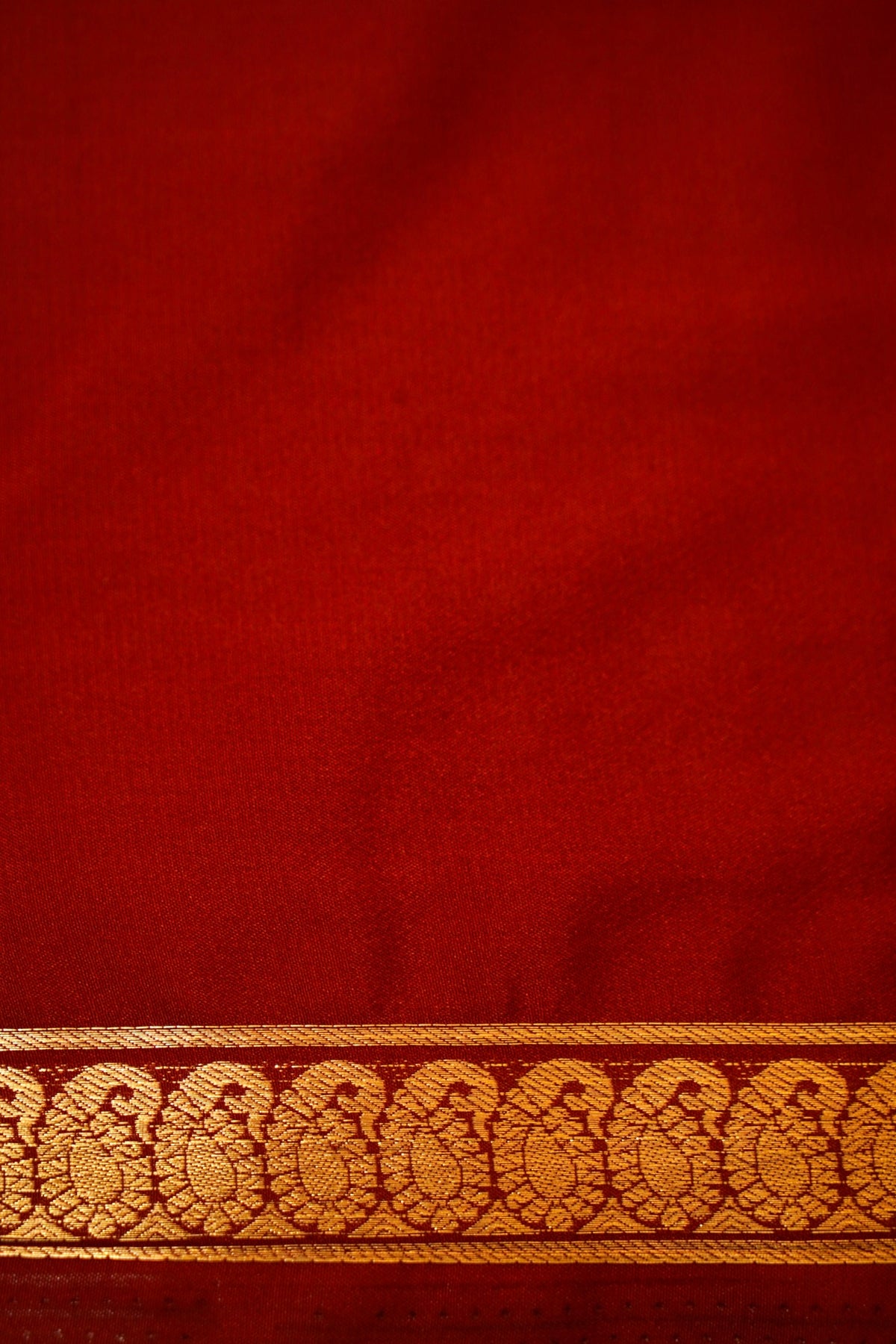 Maithili - Mustard Yellow Mysore Crepe Silk Saree with Maroon Border