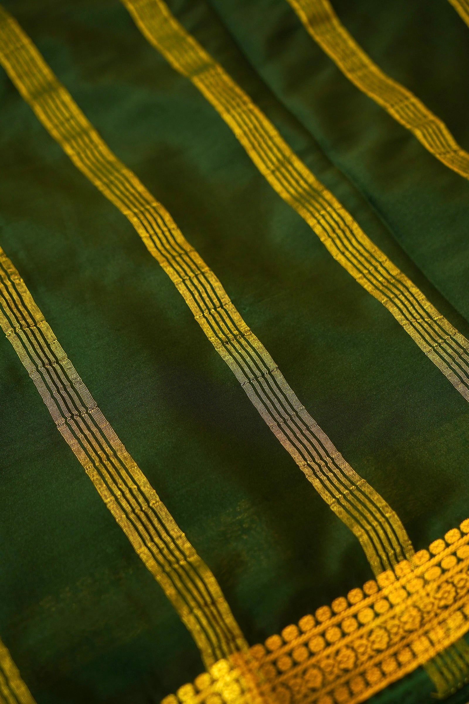 Maithili - Vibrant Pink Mysore Crepe Silk Saree with Green Border