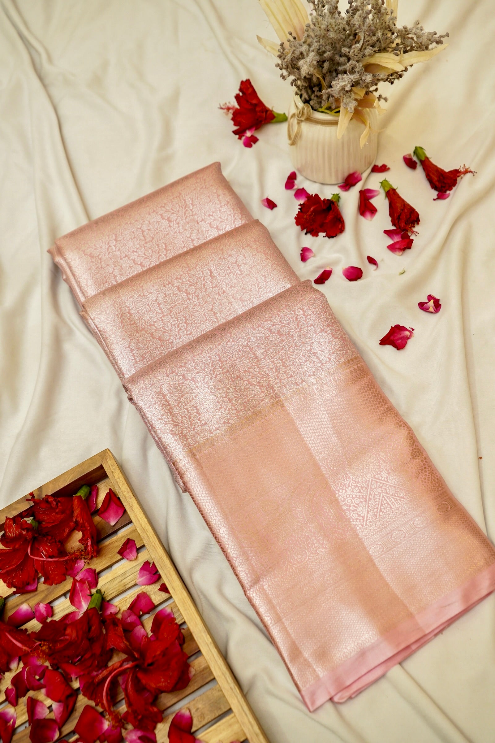 Maithili - Pastel Pink Kanjivaram Tissue Silk Saree