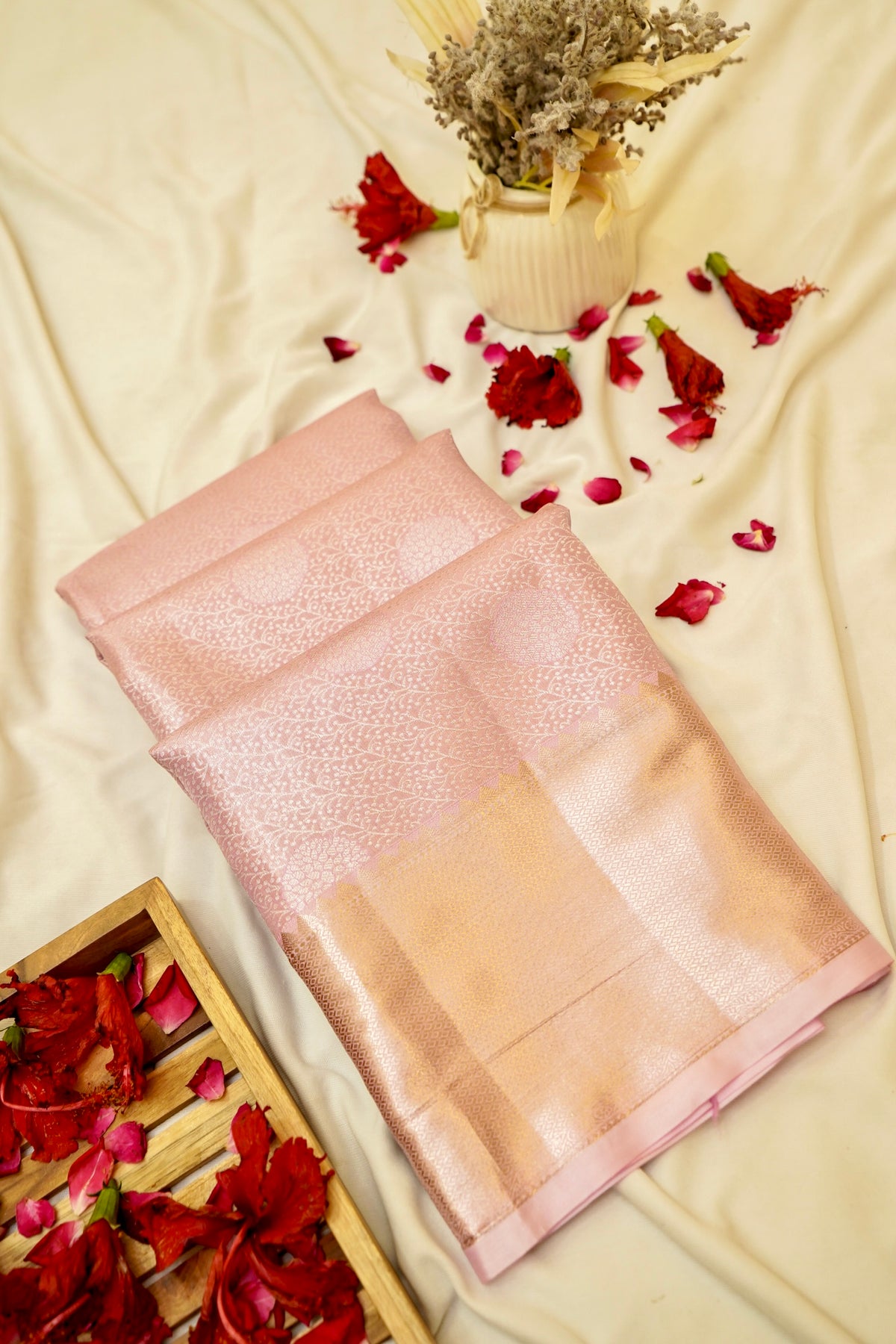 Maithili - Soft Pink Kanjivaram Tissue Silk Saree