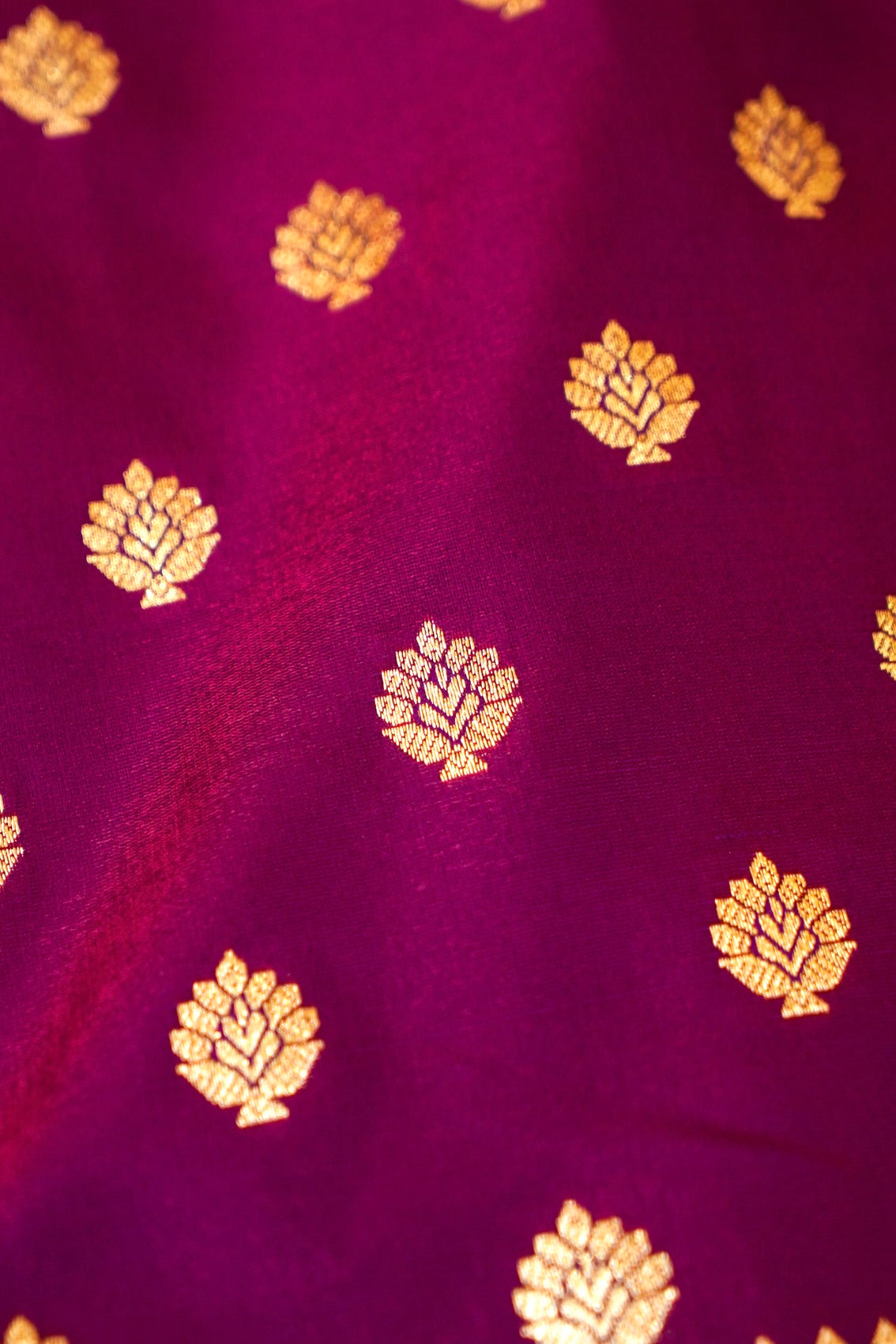 Royal Magenta-Maroon Banarasi Silk Saree with Golden Zari Weave