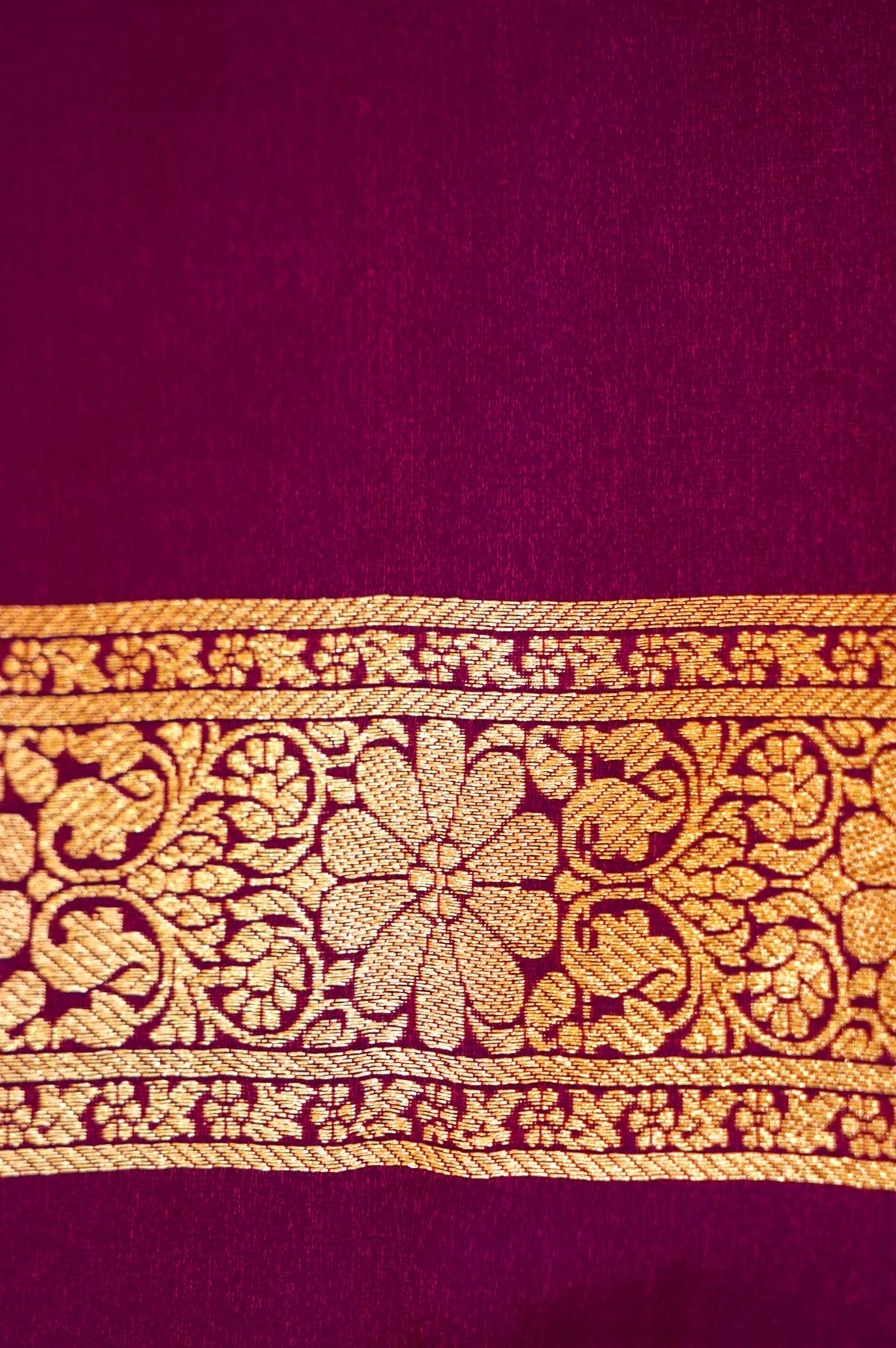 Royal Magenta-Maroon Banarasi Silk Saree with Golden Zari Weave