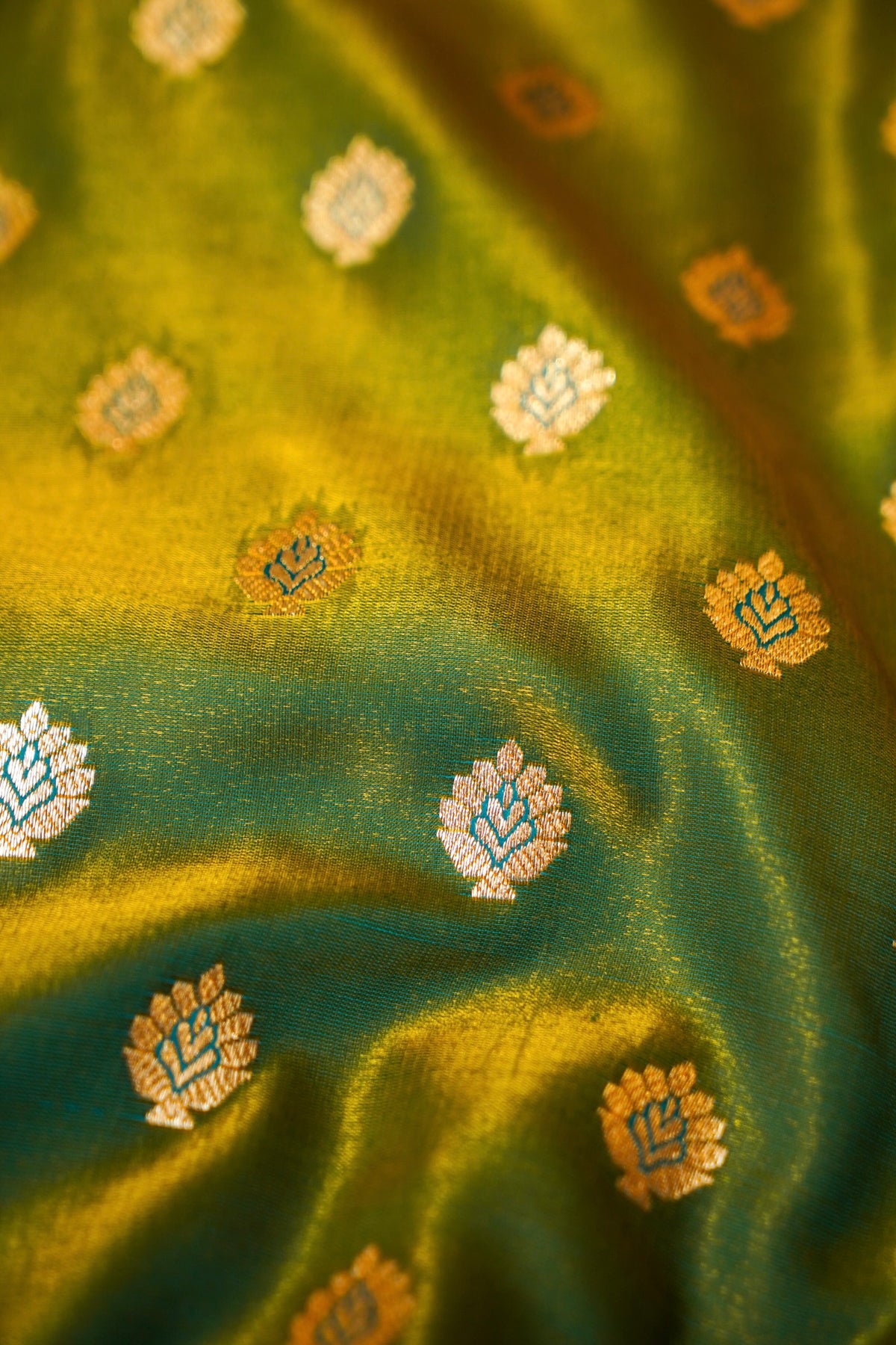 Royal Parrot Green Banarasi Silk Saree with Golden Zari Weave
