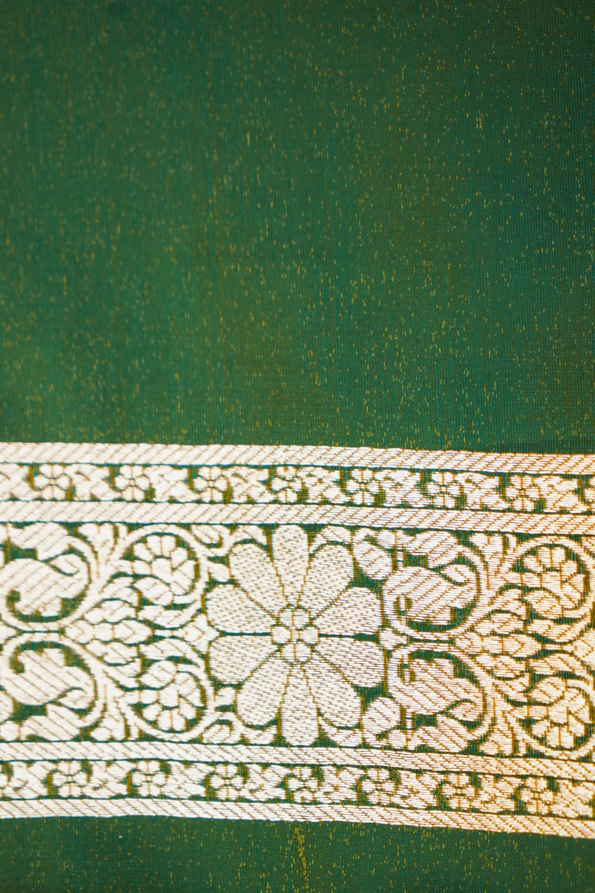 Royal Parrot Green Banarasi Silk Saree with Golden Zari Weave