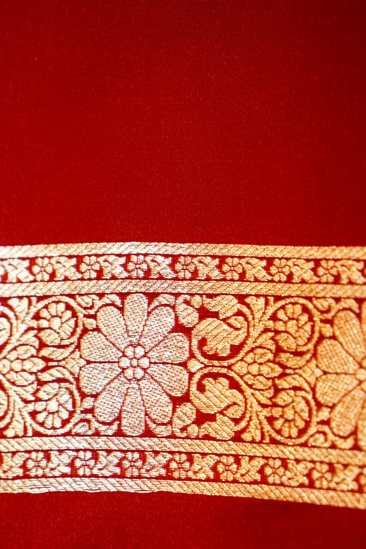 Royal Maroon Red Banarasi Silk Saree with Golden Zari Weave