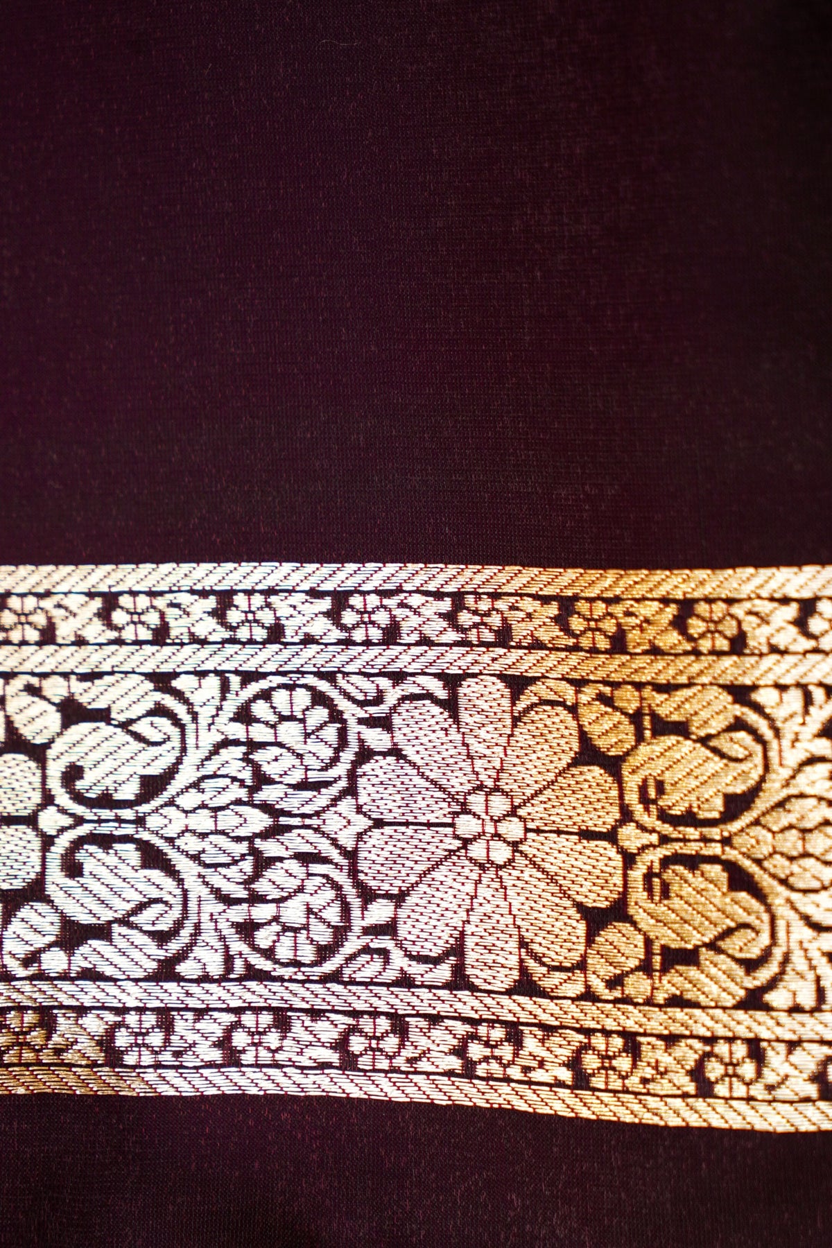 Royal Wine Maroon Banarasi Silk Saree with Golden Zari Weave