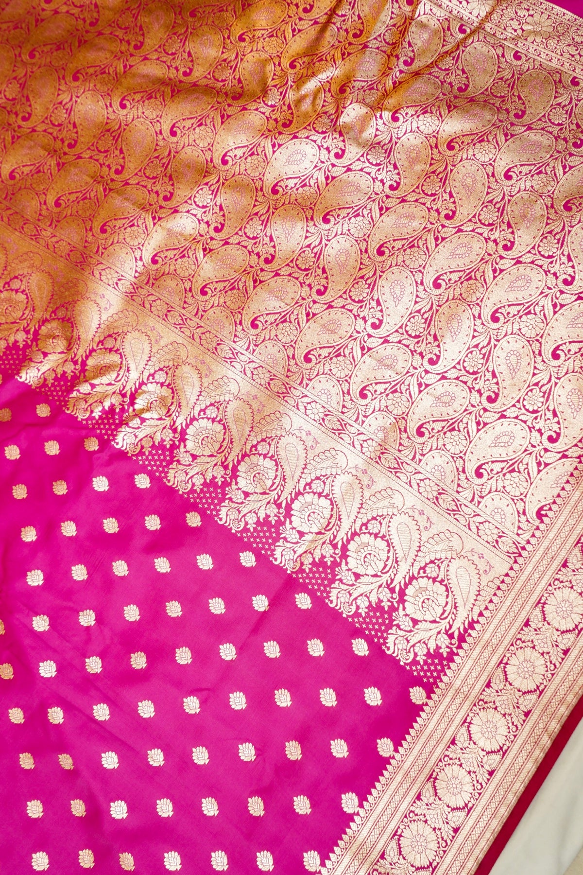 Royal Pink Banarasi Silk Saree with Golden Zari Weave