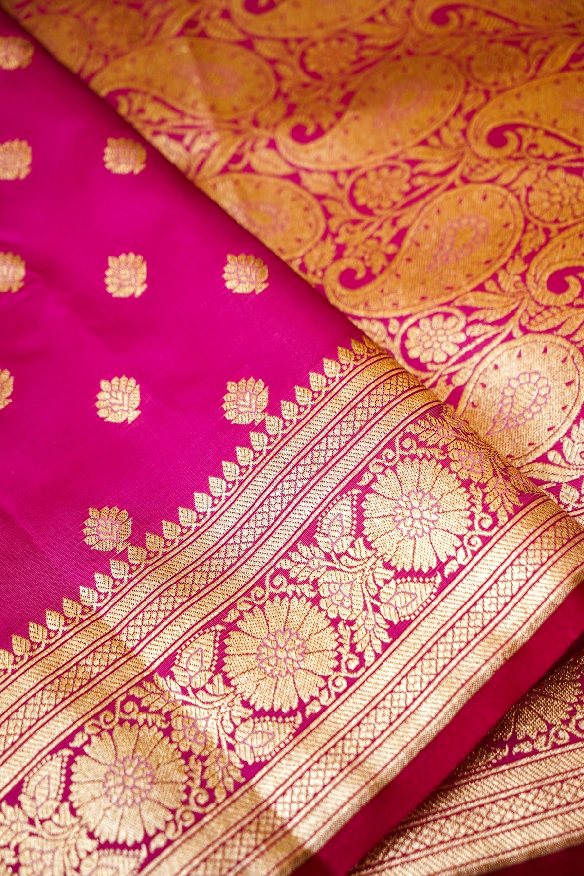Royal Pink Banarasi Silk Saree with Golden Zari Weave