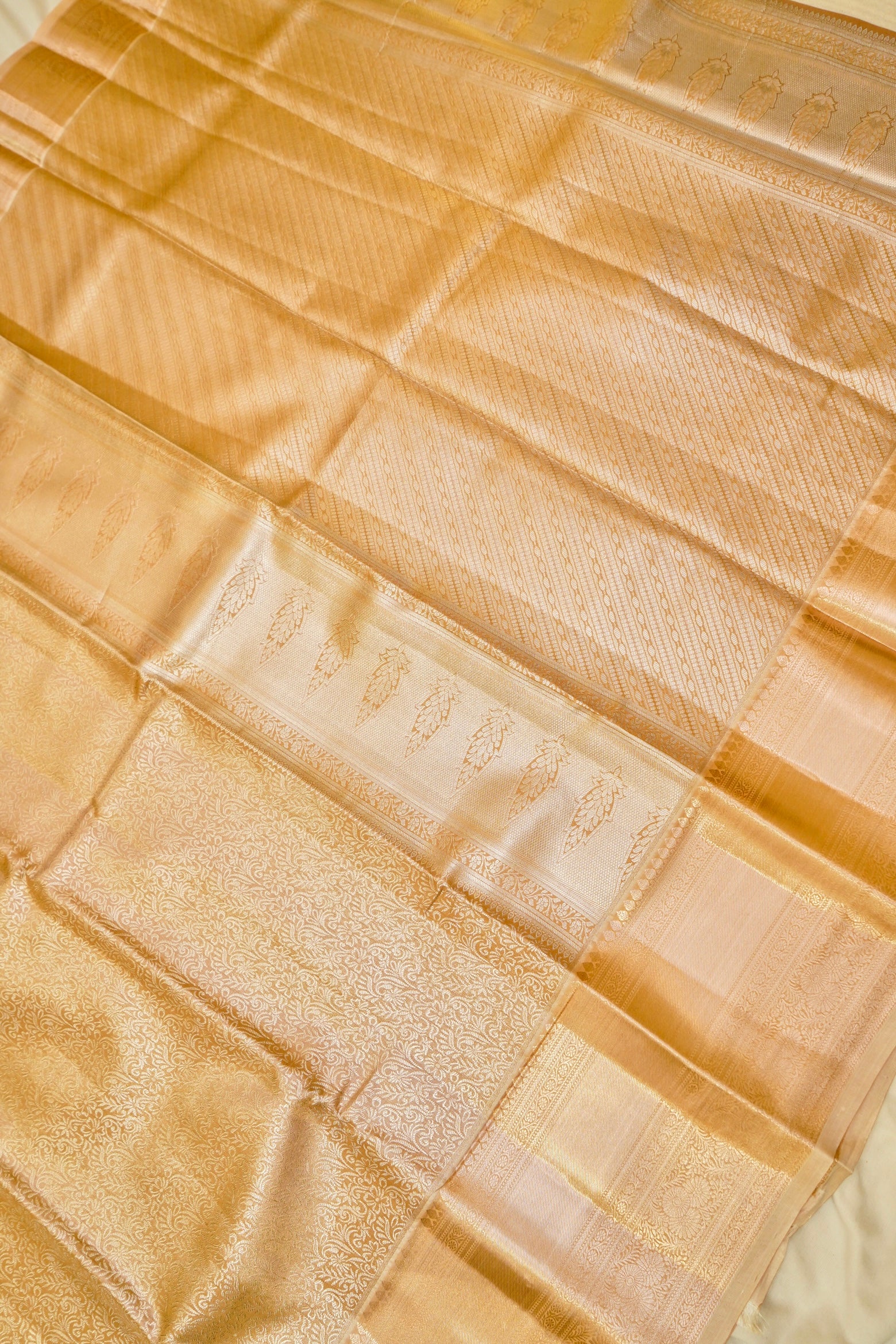 Maithili - Soft Gold Beige Kanjivaram Tissue Silk Saree
