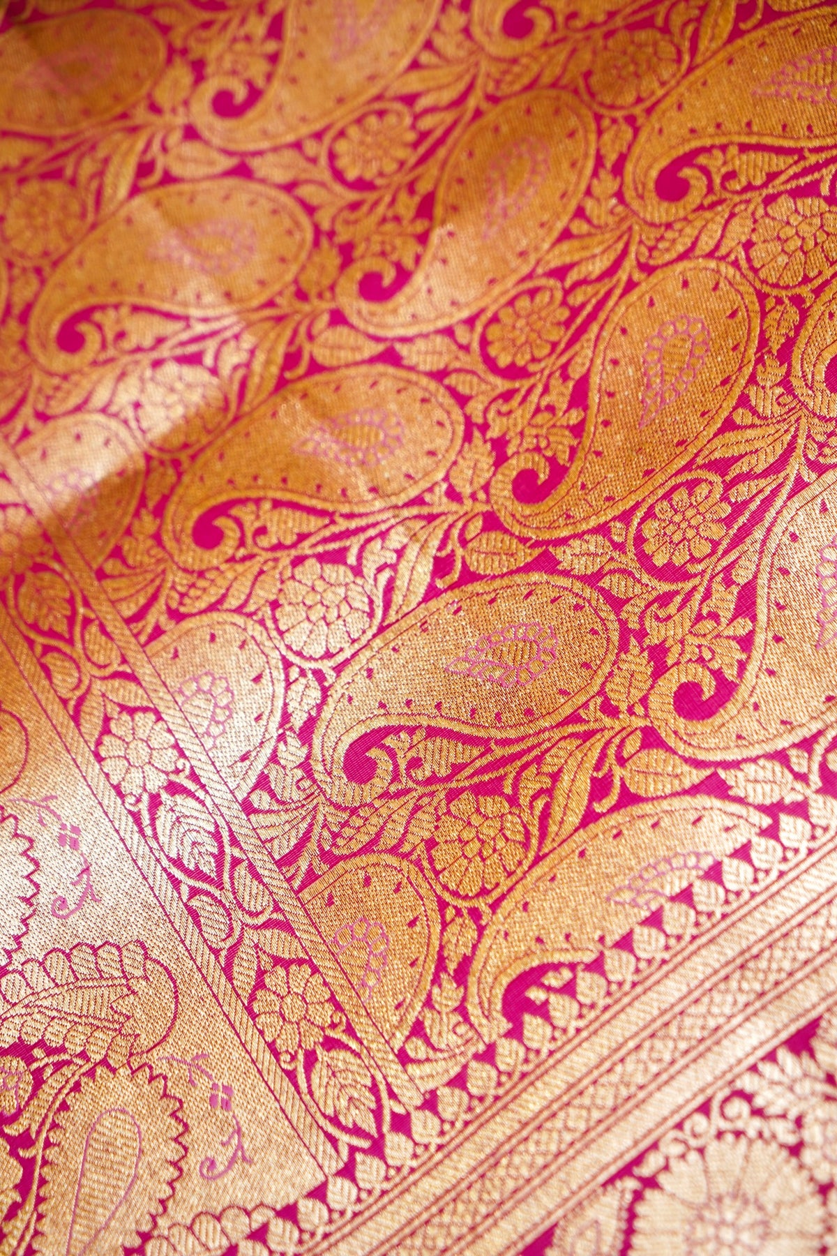 Royal Pink Banarasi Silk Saree with Golden Zari Weave