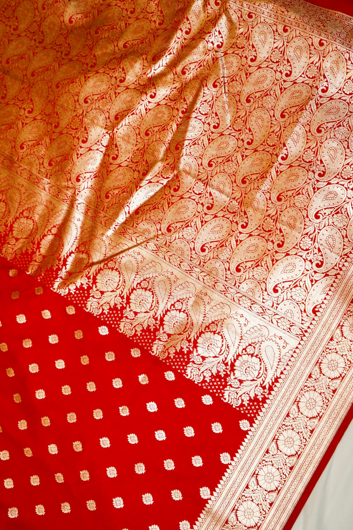 Royal Magenta-Red Banarasi Silk Saree with Golden Zari Weave