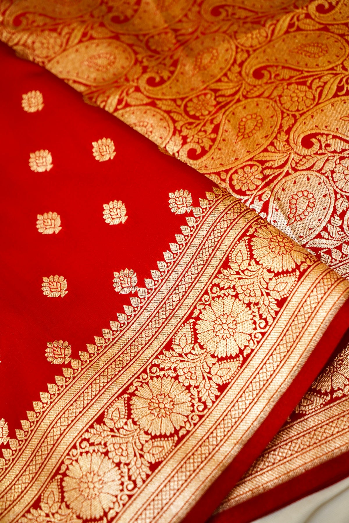 Royal Magenta-Red Banarasi Silk Saree with Golden Zari Weave
