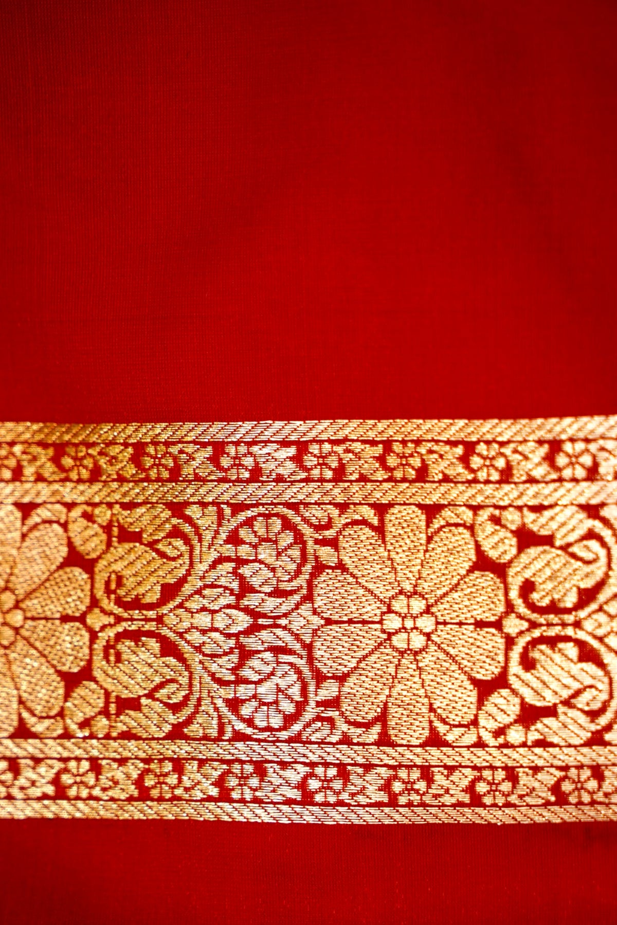 Royal Magenta-Red Banarasi Silk Saree with Golden Zari Weave