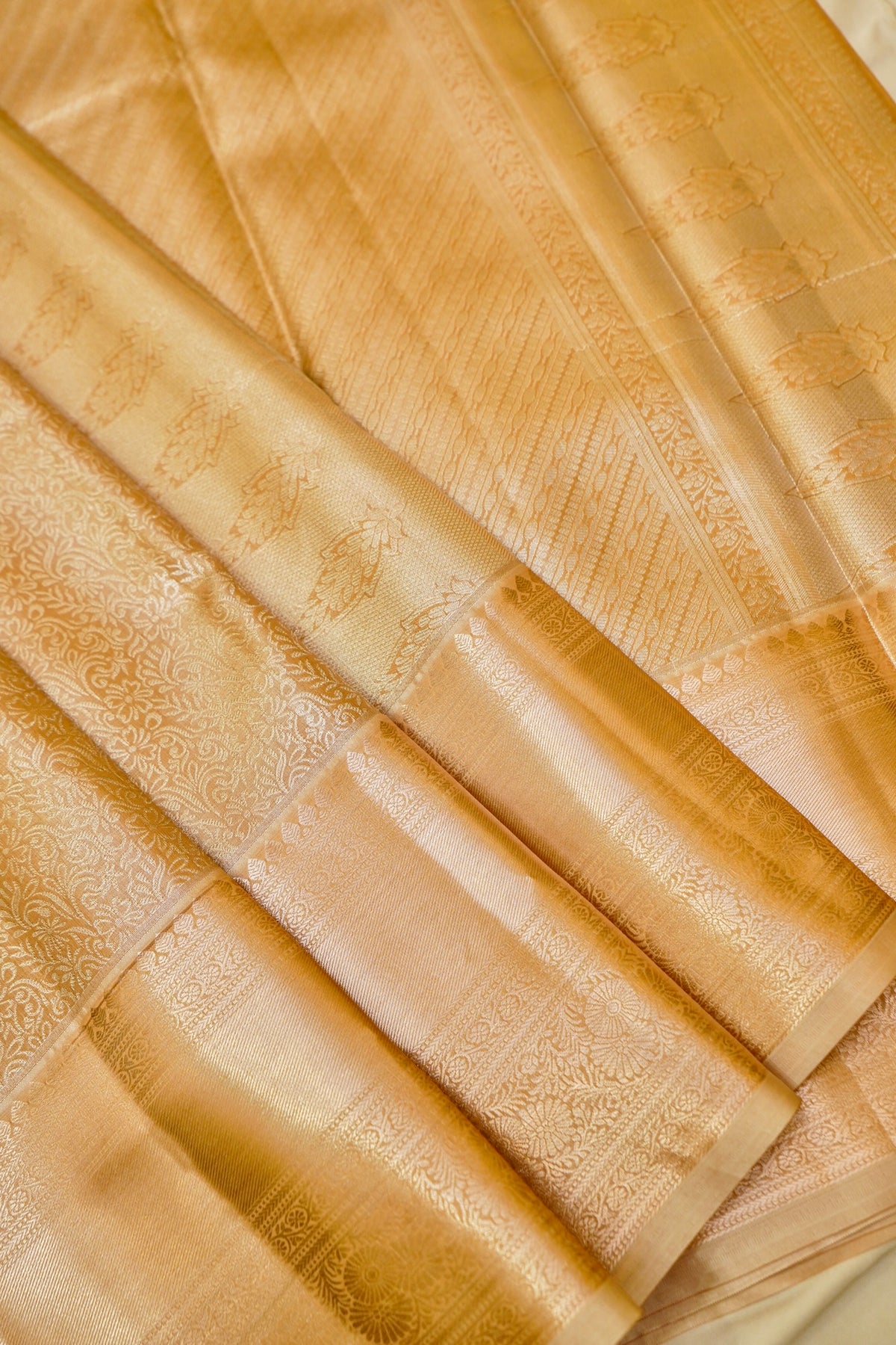 Maithili - Soft Gold Beige Kanjivaram Tissue Silk Saree
