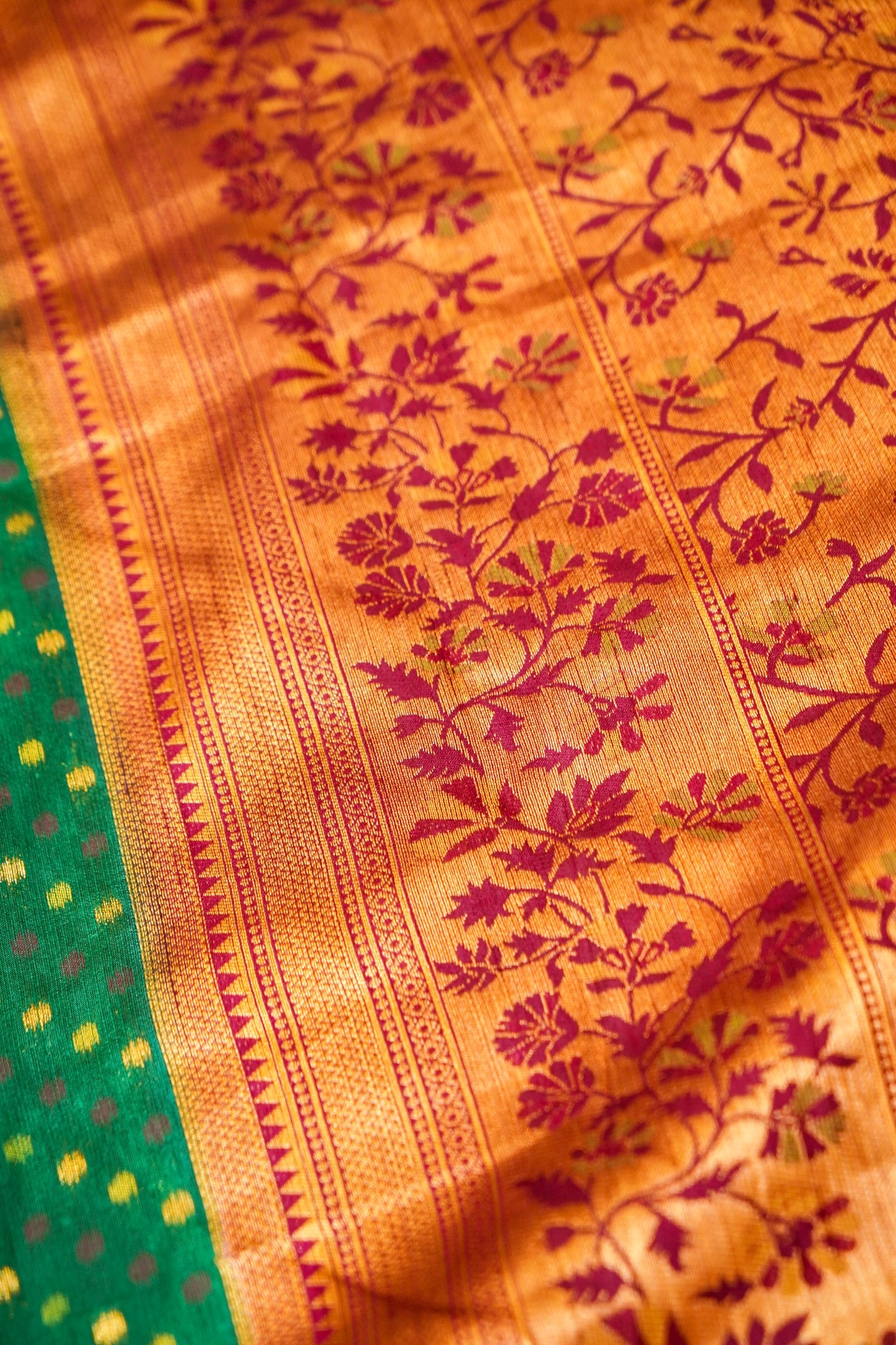 Emerald Green Paithani Style Ikkat Patola Silk Saree with Stitched Blouse