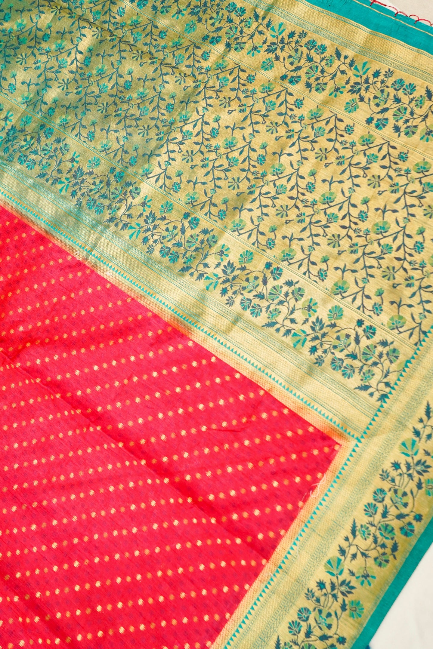 Raddish Red Paithani Style Ikkat Patola Silk Saree with Stitched Blouse