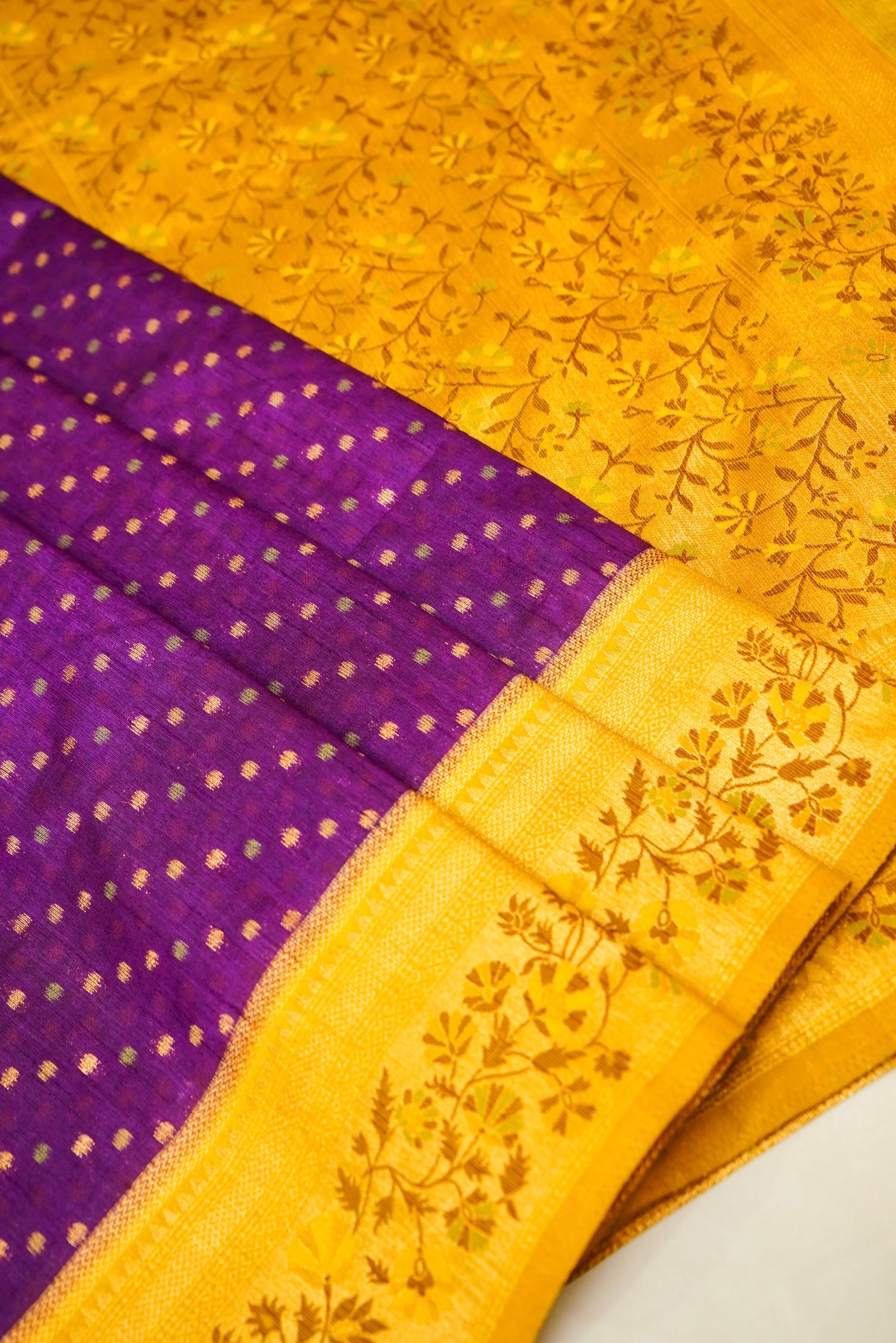 Royal Purple Paithani Style Ikkat Patola Silk Saree with Stitched Blouse