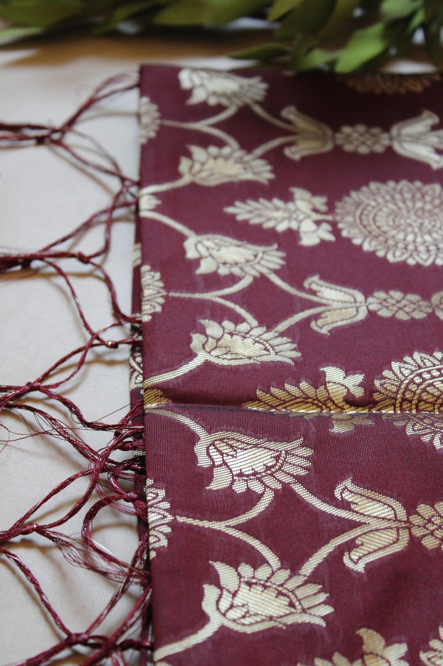 Banarasi Silk Cocoa Brown Bridal Dupatta, gold handweaving, Indian traditional/Festive designer wear dupatta, luxurious Royal silk dupatta