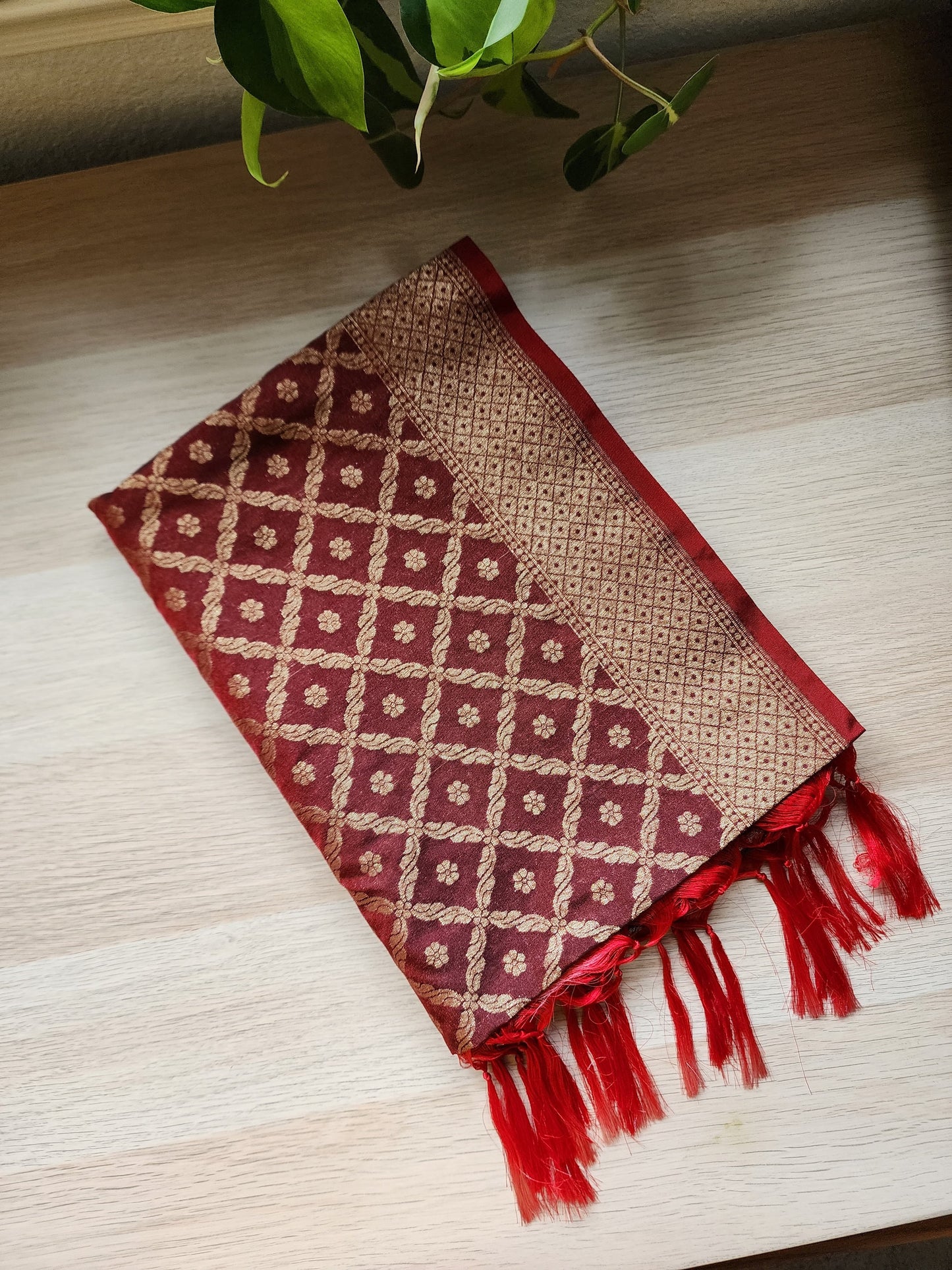 Banarasi Silk Brown Dupatta, handwoven Golden threads, Indian traditional/Festive designer dupatta, luxurious banarsi silk