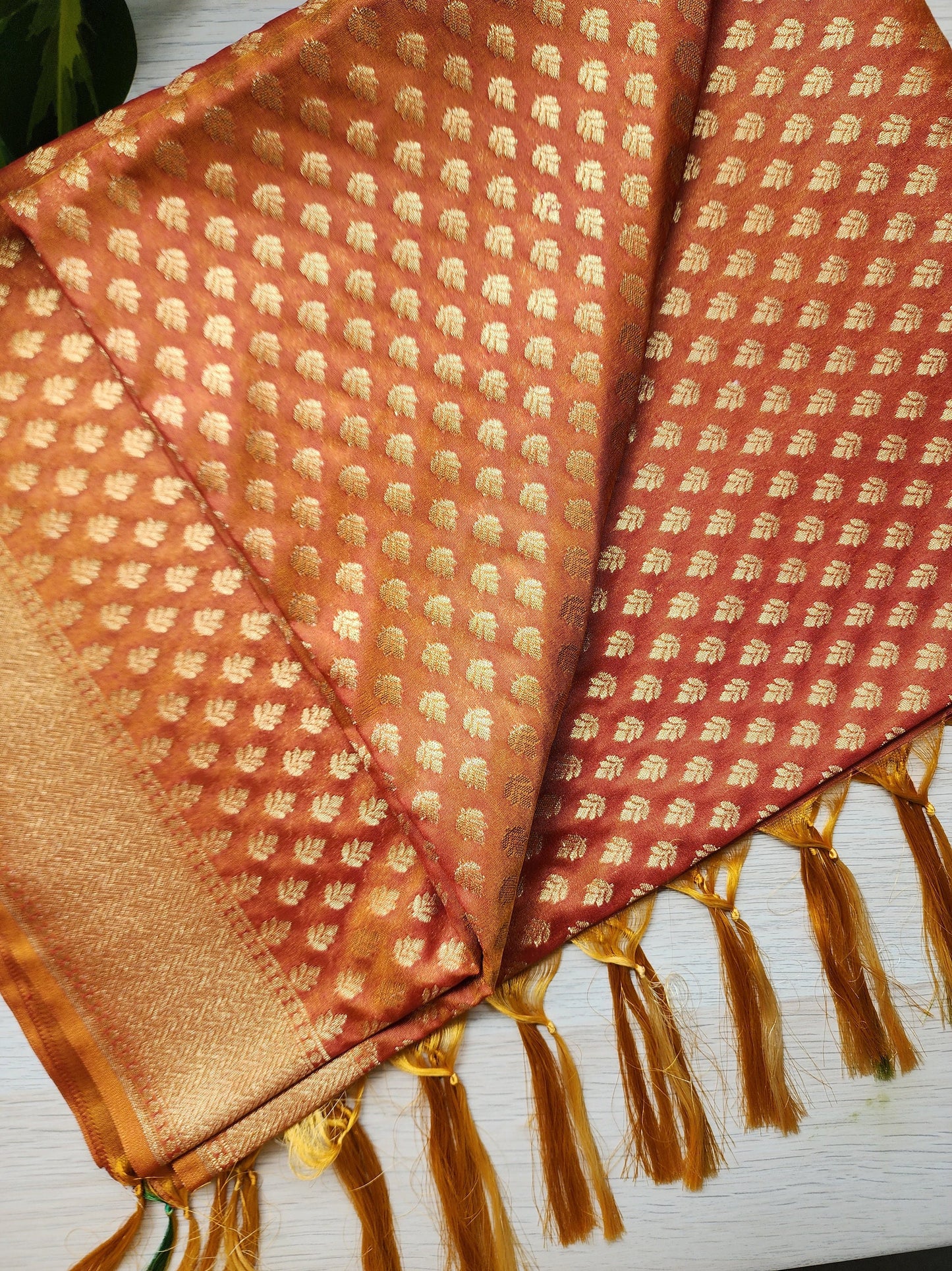 Banarasi Silk Peanut Brown Dupatta with gold handweaving, Indian traditional and Festive designer dupatta, luxurious soft Banarsi dupatta