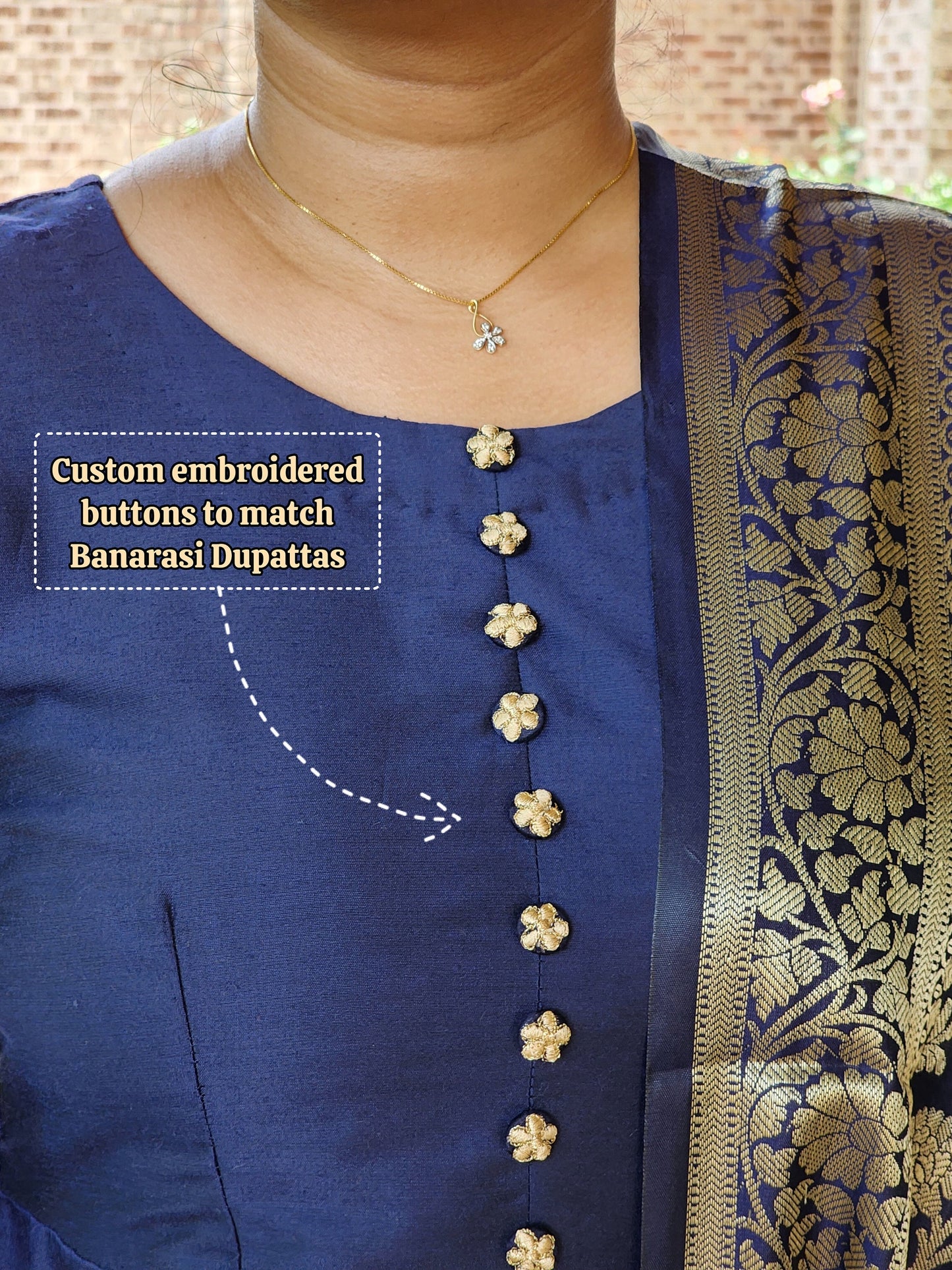 Indian A Line Style Kurta / Kurti, Navy Blue Color Elegant Long Suit Dress, Leggings & Banarasi Dupatta set, Silky Smooth Designer Suit